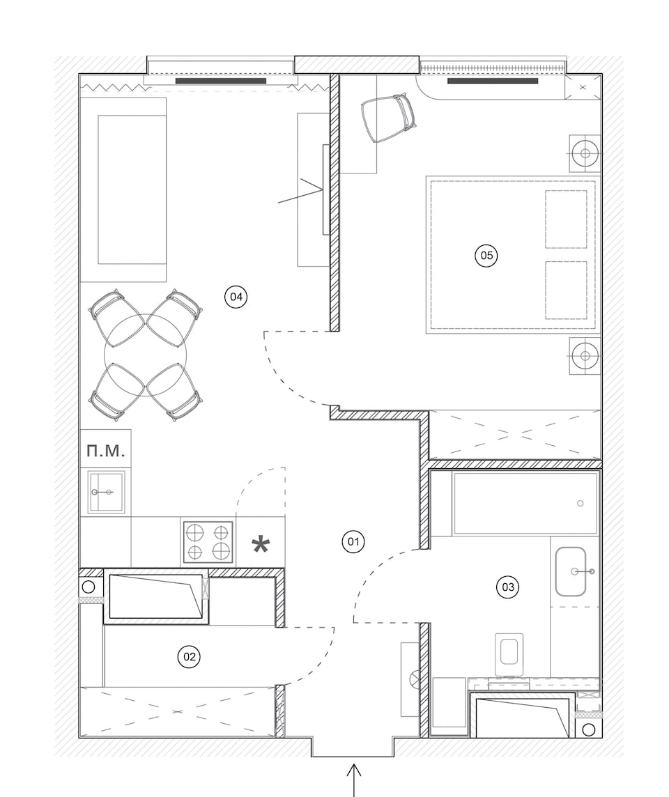 Floor plan of the 47 square metre Moscow apartment